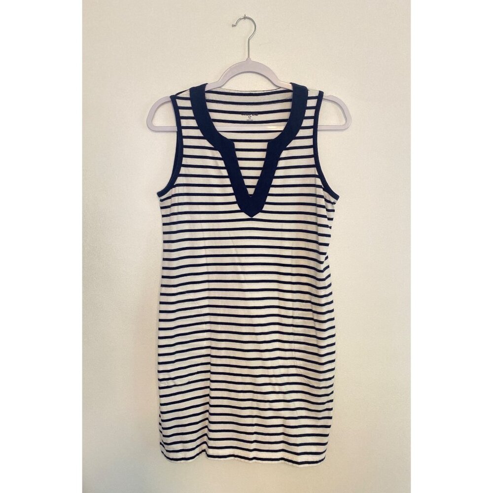 Land's End Navy & White Striped Sleeveless Cotton Dress Size S/P 6-8